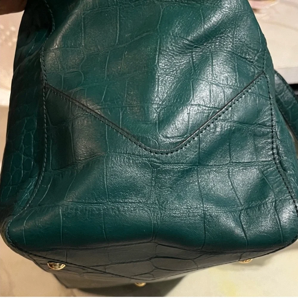 MCM 1st Lady Collection Teal Crocodile-Embossed Satchel